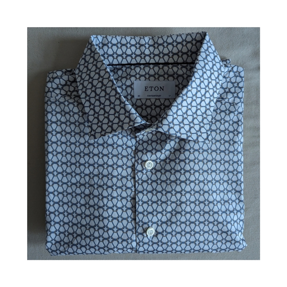 Eton Cord Print Dress Shirt
